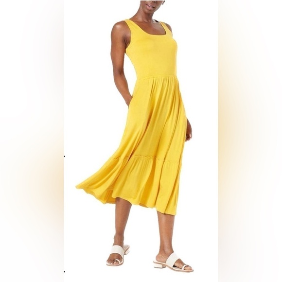 J Jason Wu Yellow Spring Tiered Bohemian Women XXS Petite Midi Peasant Dress - Picture 1 of 10